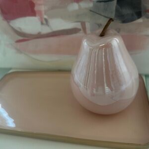 Glossy Decorative Ceramic Pear in Blush Pink